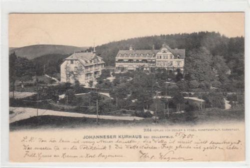 Clausthal-Zellerfeld Johanneser Kurhaus bei Zellerfeld gelaufen, 1905. Ecken mit Albumabdrücken, leichter Stempeldurchdruck, sonst gut erhalten