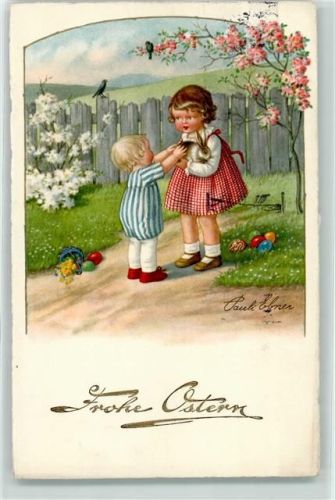1930 Ostern Kinder Kaninchen Ostereier Verlag Rökl AK