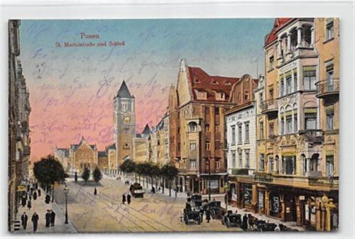 Posen Posen / Poznan. St. Martinstraße und Schloß. Feldpost Leicht fleckig, sonst gut erhalten
