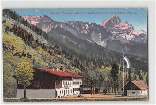 Fischbachau. Gasthof Hammer mit Blick auf den Wendelstein gelaufen. Leichter Stempeldurchdruck, leichte Randmängel, sonst gut erhalten