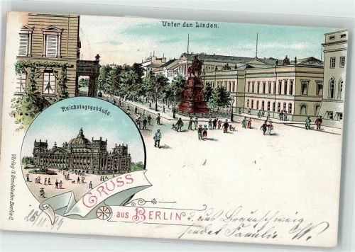 Tiergarten 1899 Unter den Linden Reichstagsgebäude