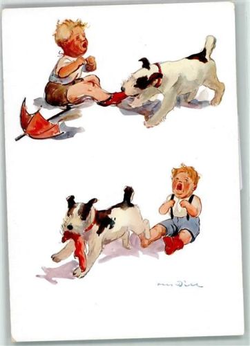 Lauterbach Nr. 1014 Habe mein Strumpf verloren - Kind Hund Terrier AK