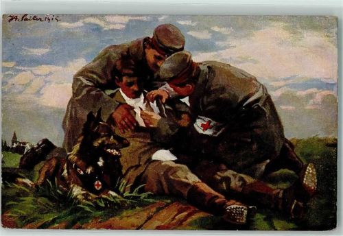 1915 Wohlfahrtskarte WK I Schäferhund Verwundeter AK