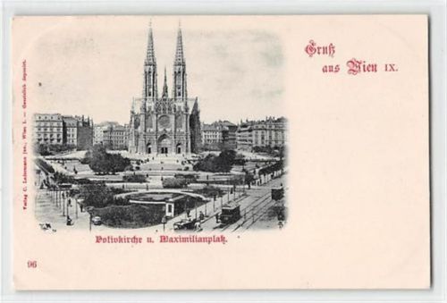 Wien. Votivkirche und Maximilianplatz ungelaufen Ecken mit Albumabdrücken, sonst gut erhalten
