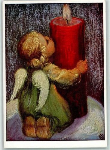 1958 Nr. 375 Ein Freudenlicht Engel küsst eine Kerze AK