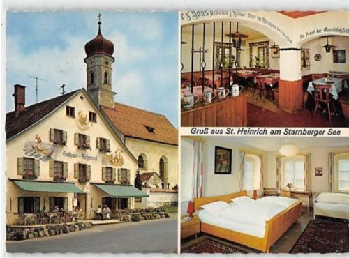 St. Heinrich am Starnberger See. Gasthaus zur Fischerrosi gelaufen. Leicht bügig, sonst gut erhalten