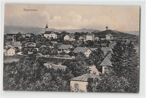 Bayersoien, Oberbayern. Gesamtansicht mit Kirche gelaufen. Gute Erhaltung.