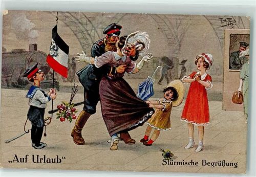 1915 WK I Auf Urlaub Begrüßung Küsse Verlag Gebrüder Dietrich Serie 153/3