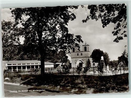 82131 W8035 Gauting - Ev. Kirche mit Kindergarten Spielplatz