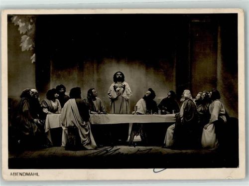Oberammergau 1934 original Autogramm Abendmahl AK