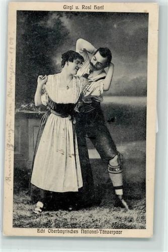 1910 Echt Oberbayrisches National-Tänzerpaar Girgl und Rosl Hartl Dirndl