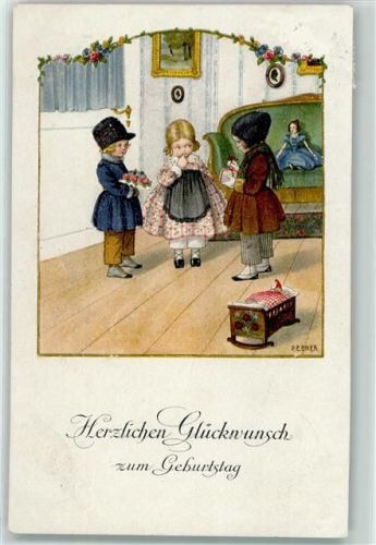 1925 Geburtstag Puppen Gratulanten Verlg M.M. 1202 AK