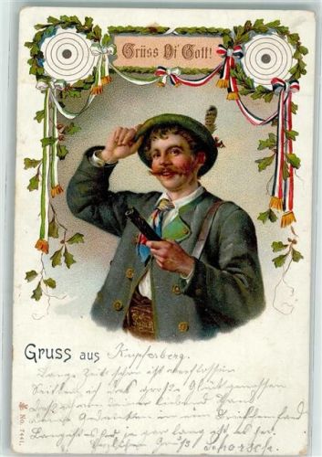 1902 Gruss aus Schießscheiben Schütze AK