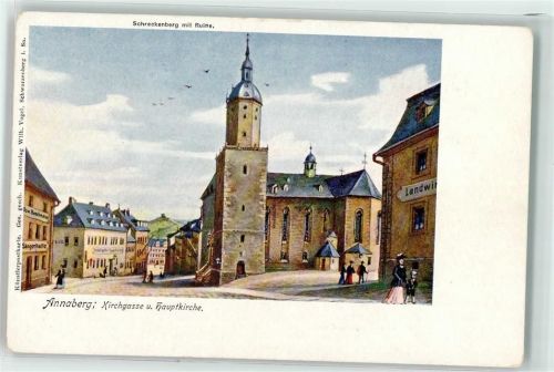 09456 O9300 Annaberg-Buchholz - Kirchgasse Schreckenberg mit Ruine St. Annakirche