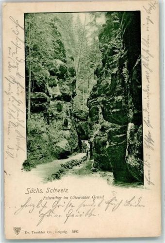 Lohmen 1902 Sächs. Schweiz Felsenthor im Uttewalder Grund