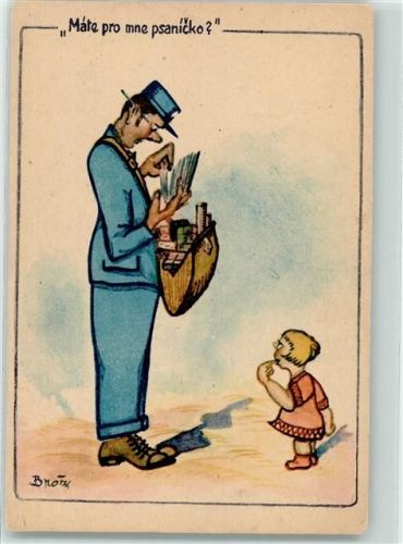 sign. Karel Broz - Postovni Karikatur Briefträger Beruf AK