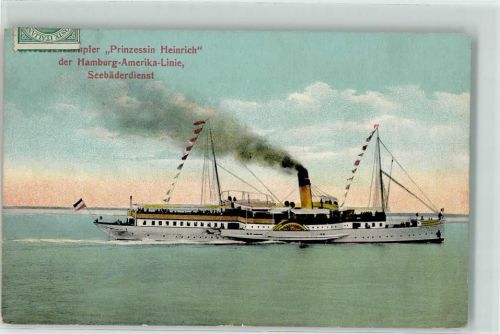 1912 Dampfer Prinzessin Heinrich der Hamburg-Amerika Linie + Bordstempel