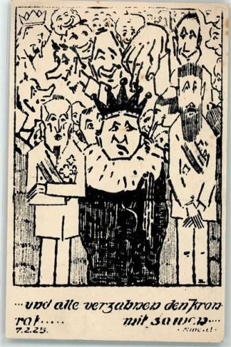 1925 ... und alle verzabnen den Kronsrat Karikatur