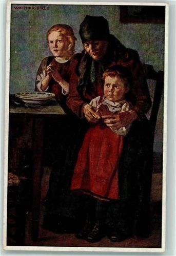 Gemälde von Walther Firle Gebet vor dem Essen Spende AK
