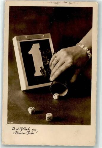 1941 Neujahr Würfelbecher AK