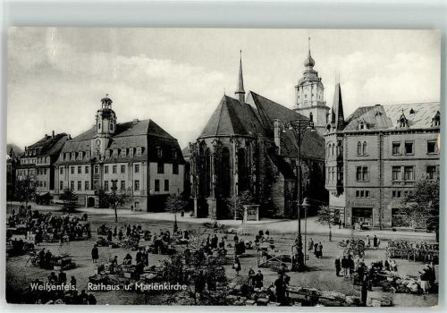 Weißenfels Rathaus u. Marienkirche Marktszene Fahrrad