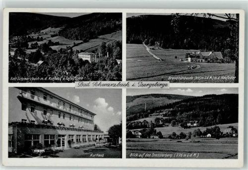 Bad Schwarzbach Kurhaus u. Tafelfichte Gasthaus Brandhöhbaude m.d. Heufuder Kurhaus Blick auf den Dresslerberg