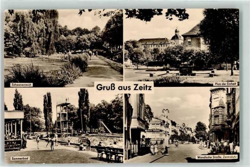 Zeitz Schwanenteich Schwimmbad Platz der Einheit Zentraluhr
