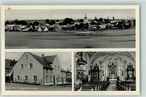 95692 W8591 Konnersreuth , Oberpf - Therese Neumann-Haus Kirche Altaransicht Kanzel