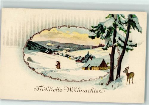 1930 Winterlandschaft Rehbock AK