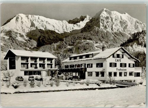 87538 W8975 Langenwang , Allgäu Foto AK Hotel Frohsinn Winter