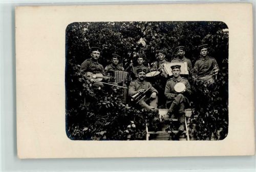 1914 WK I Musikinstrumente Ziehharmonika Geige Trommel Trompete