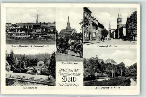 Selb Porzellanfabrig Rosenthal Ludwigstraße Waldbad Luitpold-Schule Bahnpost Zug 1717