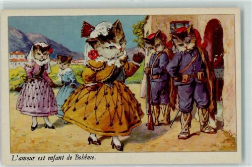 Liebe ist ein Kind aus Böhmen Katzen vermenschlicht Trachten Tschechien