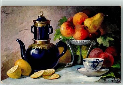 Stilleben Zitronen Äpfel Birnen Tasse Kanne TSN Serie 619