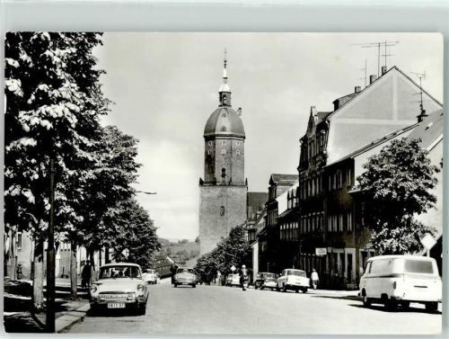 Annaberg-Buchholz große Kirchgasse mit Blick auf die St. Annen Kirche Auto Motorrad Lieferwagen