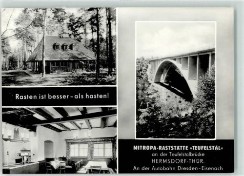 Hermsdorf Mitropa Raststätte Gasthaus Teufelstalbrücke Gastraum Autobahn Dresden