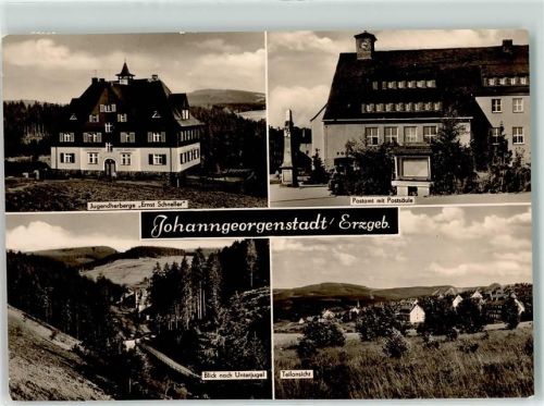 Johanngeorgenstadt Jugendherberge Ernst Schneller Postamt mit Postsäule Blick nach Unterjugel