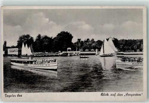Tegelort Tegeler See Blick auf den Seegarten Ausflugsdampfer Segelboot