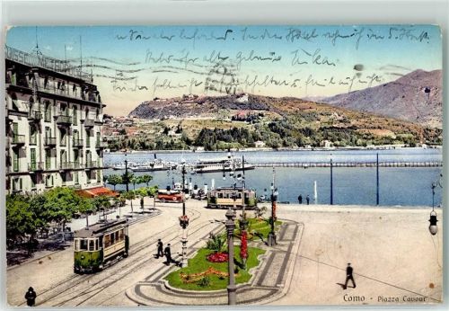 Como Piazza Cavour Straßenbahn Oldtimer Dampfer