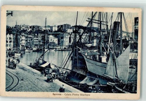Savona Calata Pietro Sbarbaro Dampfer Segelschiff