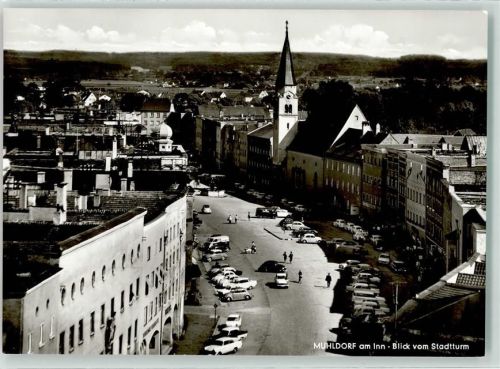 Mühldorf Blick vom Stadtturm Auto