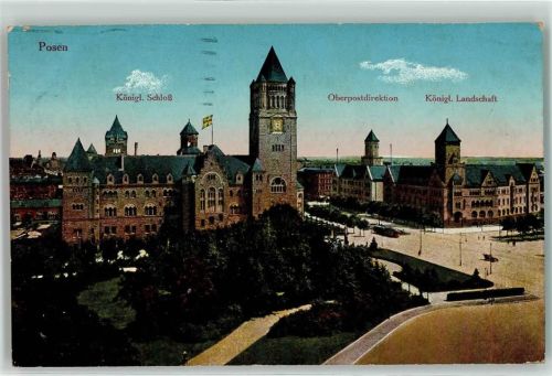 Posen 1916 Königl. Schloss Oberpostdirektion Königl. Landschaft
