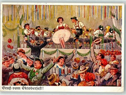 München 1951 Festzelt Bier Kapelle Wiesn Bedienung Tänzer