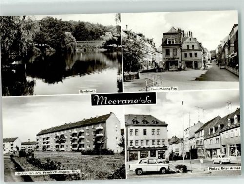 Meerane Gondelteich Franz Mehring Platz Neubauten am Friedrich Engels Ring Platz der Roten Armee Auto