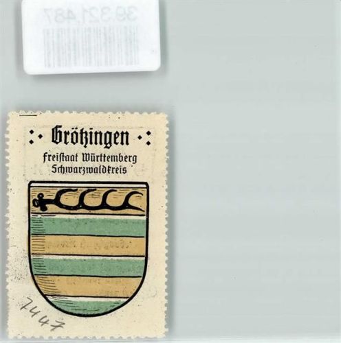 Grötzingen Vignette Wappen Freistaat Württemberg Schwarzwaldkreis