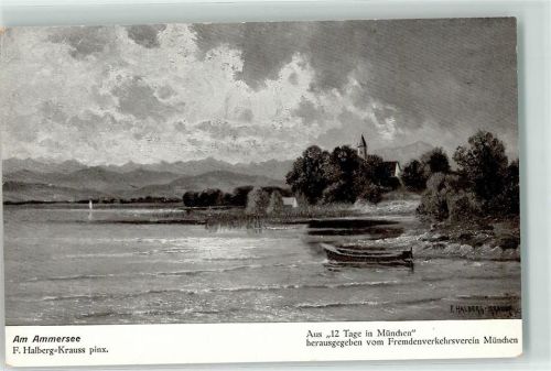 Planegg Ammersee Ruderkahn sign. F. Halberg-Krauss Aus 12 Tage in München