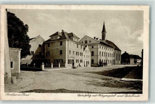 Landau Spitalplatz Bürgerspital Spitalkirche Ware Geschäft Turm