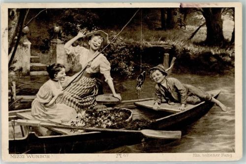 1917 Mizzi Wunsch Ein seltener Fang Angel Ruderboot A 67