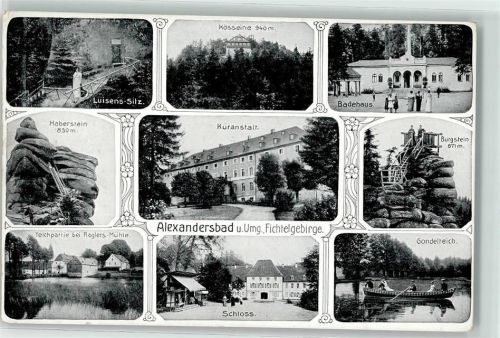 Bad Alexandersbad Kuranstalt Badehaus Gondelteich Schloss Roglers Mühle
