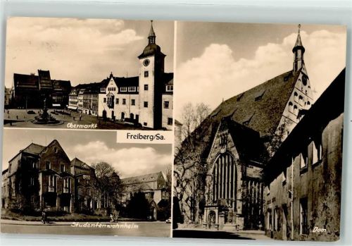 Freiberg Dom Obermarkt Studentenwohnheim Rathaus Stempel 15 Jahre Philatelie 1962